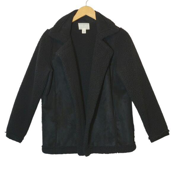 Caslon Black Faux Suede Sherpa Jacket Open Front Cozy Casual Fall Layering M - Picture 12 of 12